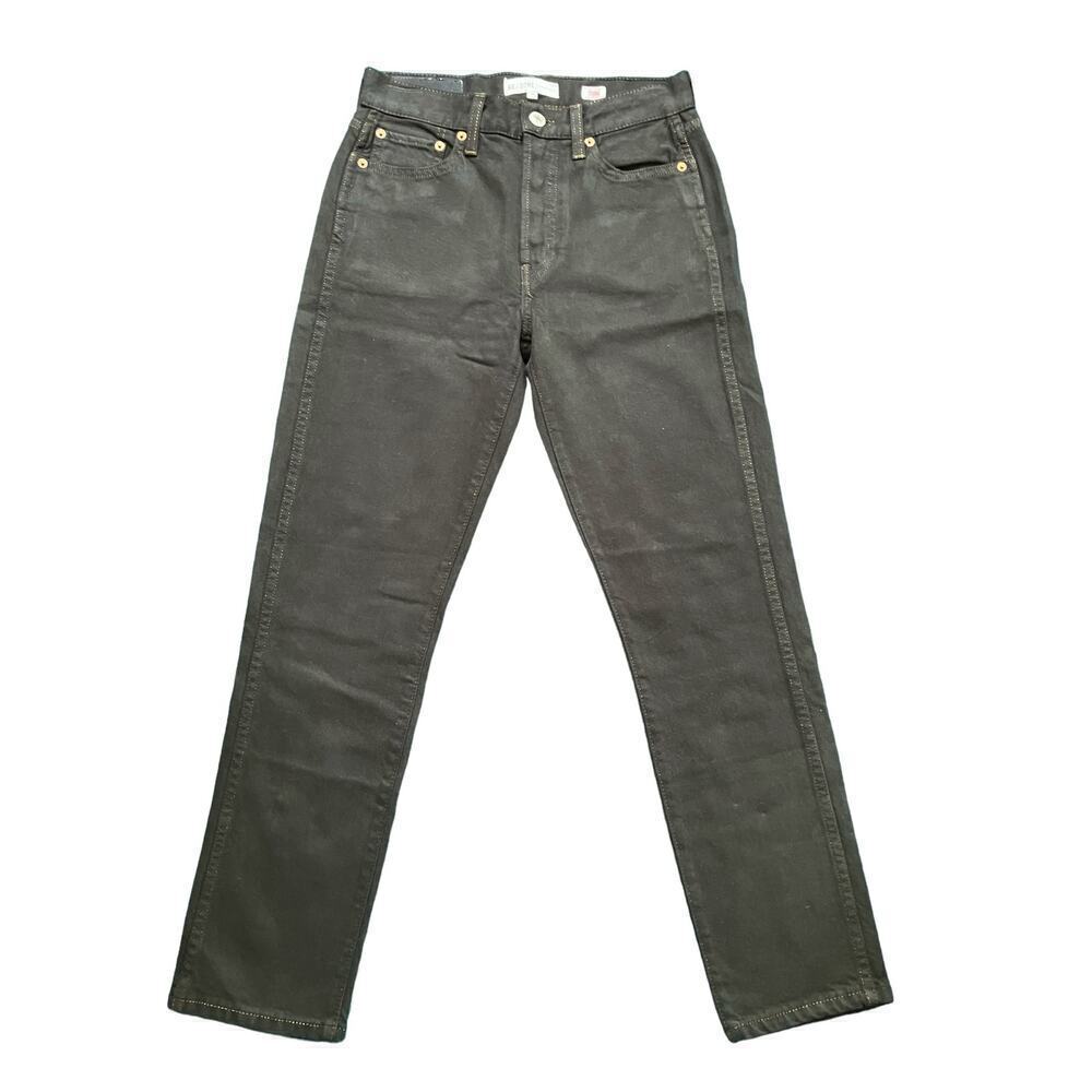NEW RE/DONE High Rise Straight Leg Jeans Black Size 26